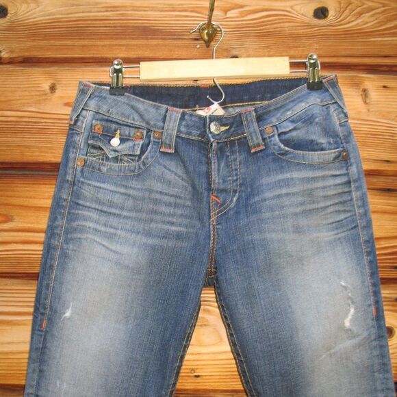 True Religion Blue Women's Cameron  Flap Boyfriend Jeans - Picture 5 of 13